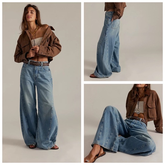 Free People We The Free Eden High Slouchy Flare Jeans Size 28 - Picture 3 of 17